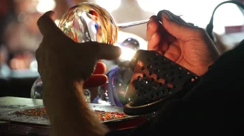 Blowing Glass Stock Footage 10595214