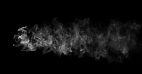 Blowing horizontal steam with white smoke isolated on black Vidéo 252185280