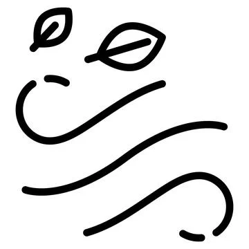 Blowing Leaves Line Icon Vector with Editable Stroke Stock Illustration