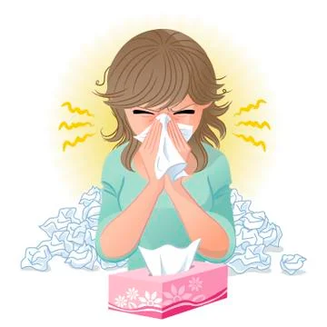 Blowing nose Stock Illustration