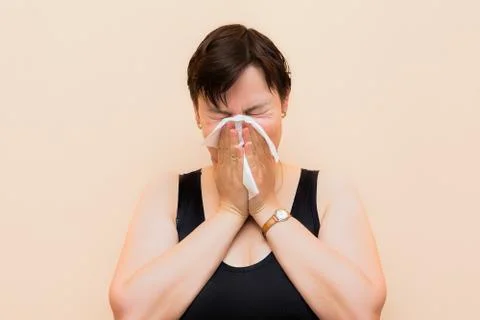 Blowing nose Foto stock
