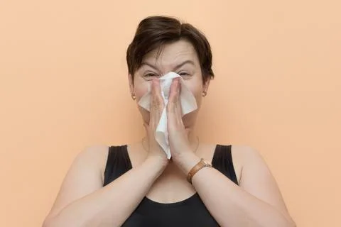 Blowing nose Foto stock