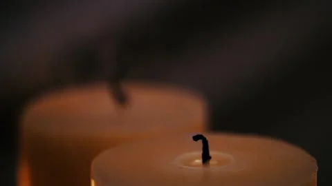 Blowing Out Two Candles in Slow Motion Stock Footage 300890509