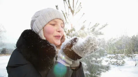 Blowing snow flakes Video stock 23166407