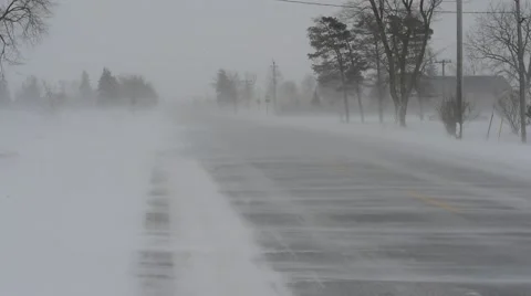 Blowing Snow on Road in Blizzard 스톡 동영상 59902032