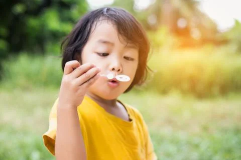 Blowing soap bubbles Stock Photos