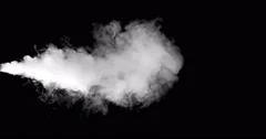 blowing steam with white smoke isolated on chroma key green screen