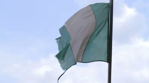 A blowing Torn Nigerian Flag Stock Footage 51435238