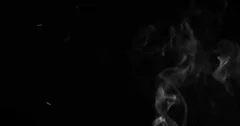 White horizontal steam, smoke isolated on black background. a