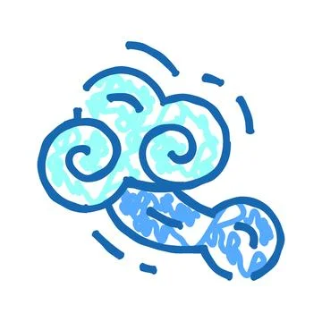 Blowing wind cloud weather doodle sketch drawing icon 库存插图