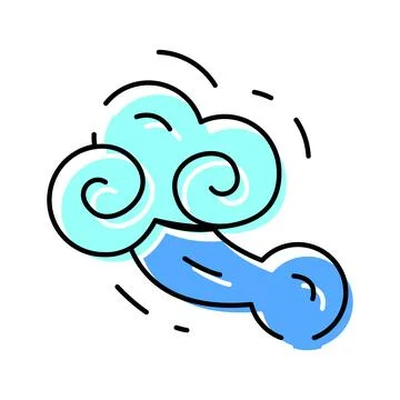 Blowing wind cloud weather forecast line icon Stock Illustration