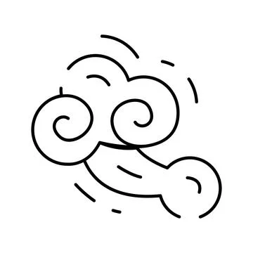 Blowing wind cloud weather forecast line icon Stock Illustration