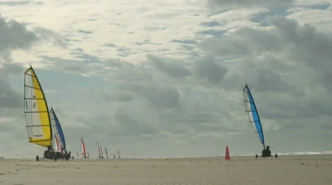 Blowkarts on the beach Stock Footage 643206