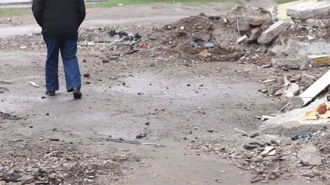 Blown up and burned down house. Destruction from war. Ukraine war. Stock Footage 196953316
