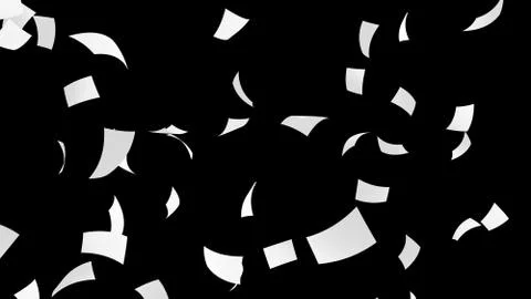 Blown empty paper isolated on black background. Documents flying in air in bu Stockillustratie