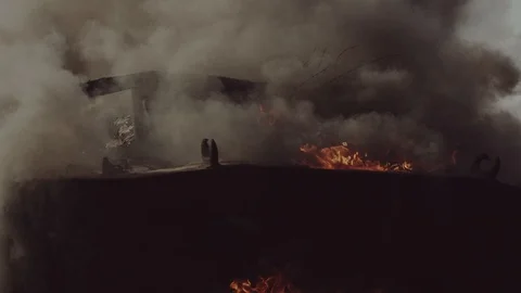 Blown Fighting Machine. Close-up. Stock Footage 102321084