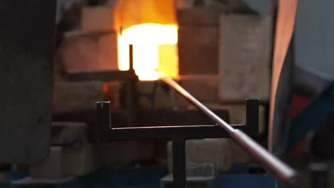 Blown glass production workshop Stock Footage 303549817
