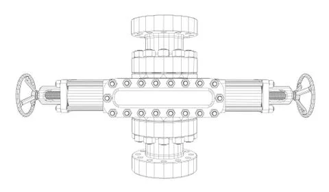 Blowout preventer. Wire frame style Illustrazione stock