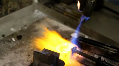 Blowtorch Heating Gold Video stock 39241897