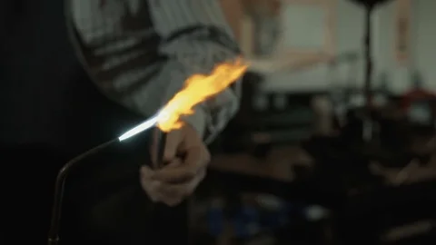 Blowtorch in Workshop Close Up Stockbeeldmateriaal 73715197