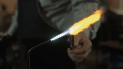 Blowtorch in Workshop Extreme Close Up Stockbeeldmateriaal 73714915