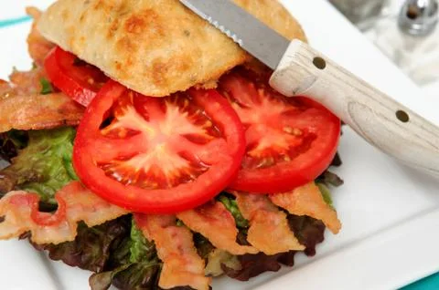 Blt on a ciabatta roll Stock Photos