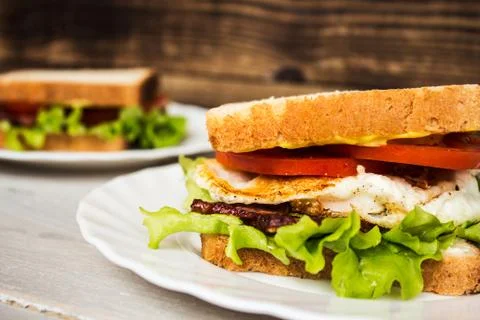 Blt sendwich with egg Stock Photos