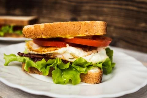 Blt sendwich with egg Stock Photos