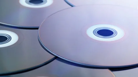 Blu Ray Discs In Flashing Light - Entertainment Concept Stock Footage 82826119