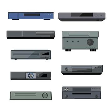 Blu ray player set cartoon vector illustration Stock Illustration