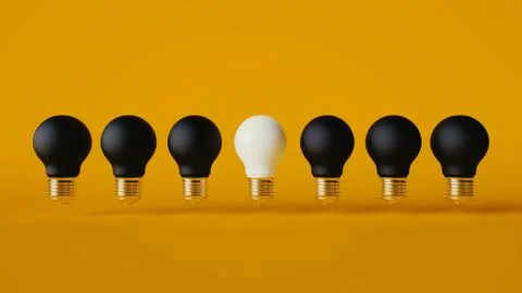 Blub thinking idea different yellow background illustration 3D rendering Illustration