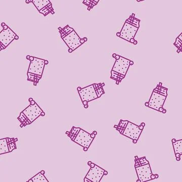 Bluberry smoothie drink line vector seamless pattern Stock Illustration
