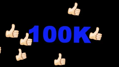 Blue 100 K Text With Thumbs Up Icons On Black Background Stock Footage 326217012