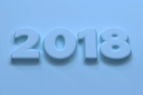 Blue 2018 number bas-relief Stock Illustration