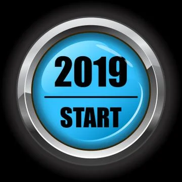 Blue 2019 start button Stock Illustration