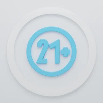 Blue 21 plus icon isolated on white background. Adults content icon. Minima.. Stock Illustration