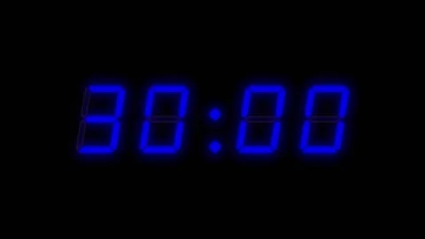 Blue 30 second digital clock countdown timer Video stock 311802867