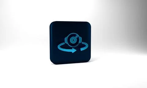 Blue 360 degree view icon isolated on grey background. Virtual reality. Angle Illustrazione stock