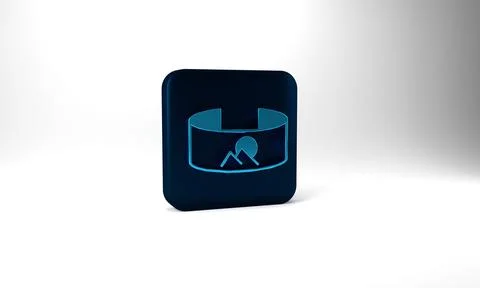 Blue 360 degree view icon isolated on grey background. Virtual reality. Angle Stock Illustration