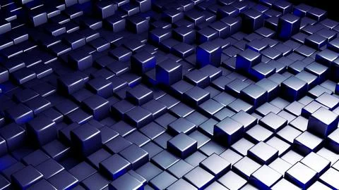 Blue 3D Abstract Cubes with shadows background 3D Illustration Stock Illustration