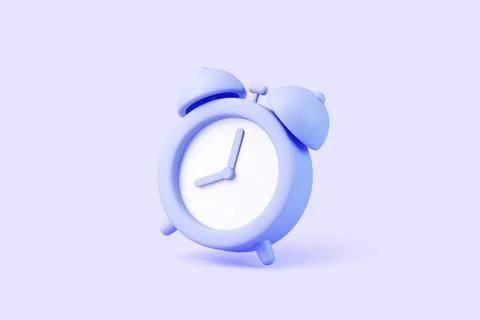 Blue 3D alarm clock tilted on pastel background Stock Illustration