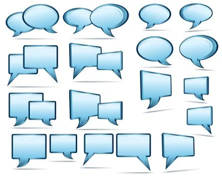 Blue 3D and 2D speech bubbles Stock Illustration