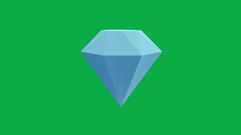 Blue 3d animated diamond rotating on green screen loop for luxury jewelry design Stock Footage 331643402