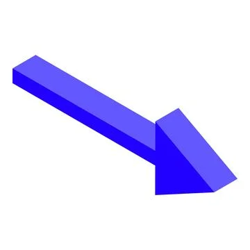 Blue 3d arrow pointing down representing negative trend Stock Illustration