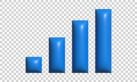 Blue 3D bar chart showing growth. Financial progress graph for business dat.. Stock Illustration