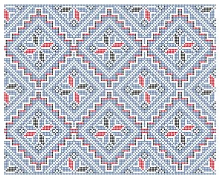 Blue 3D Beads Diamond Star Folk Ornament, Ukraine Stock Illustration