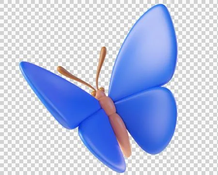 Blue 3D butterfly, isolated on background Stock Illustration