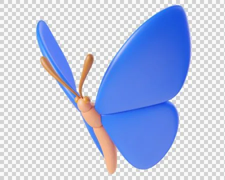 Blue 3D butterfly, isolated on background Stock Illustration