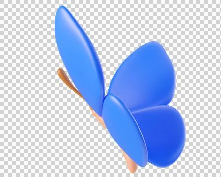 Blue 3D butterfly, isolated on background Stock Illustration