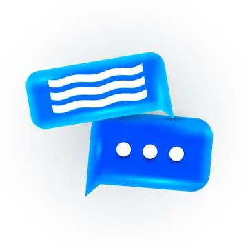 Blue 3d Chat bubble. Talk, dialogue, messenger or online support concept. Stock Illustration